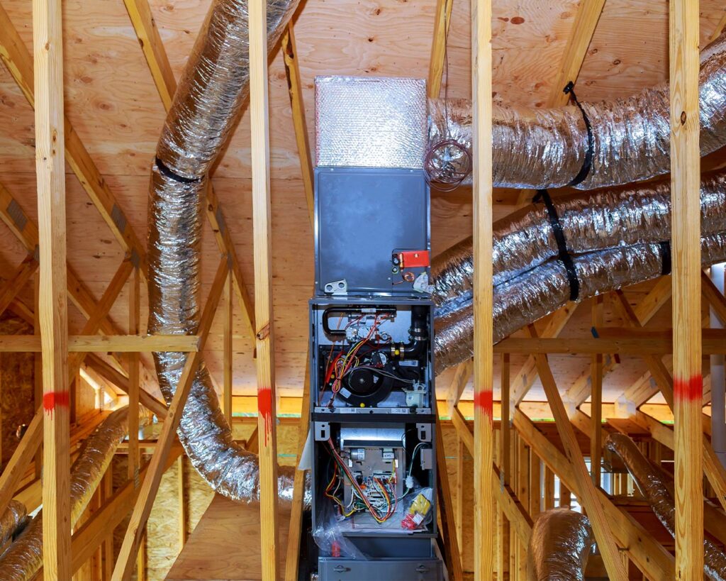 Furnace installed in the attic of a local Calgary home