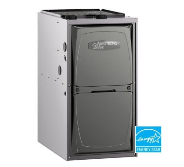 High-efficiency Armstrong Air furnace unit installed in a residential setting, emphasizing energy-efficient heating solutions.
